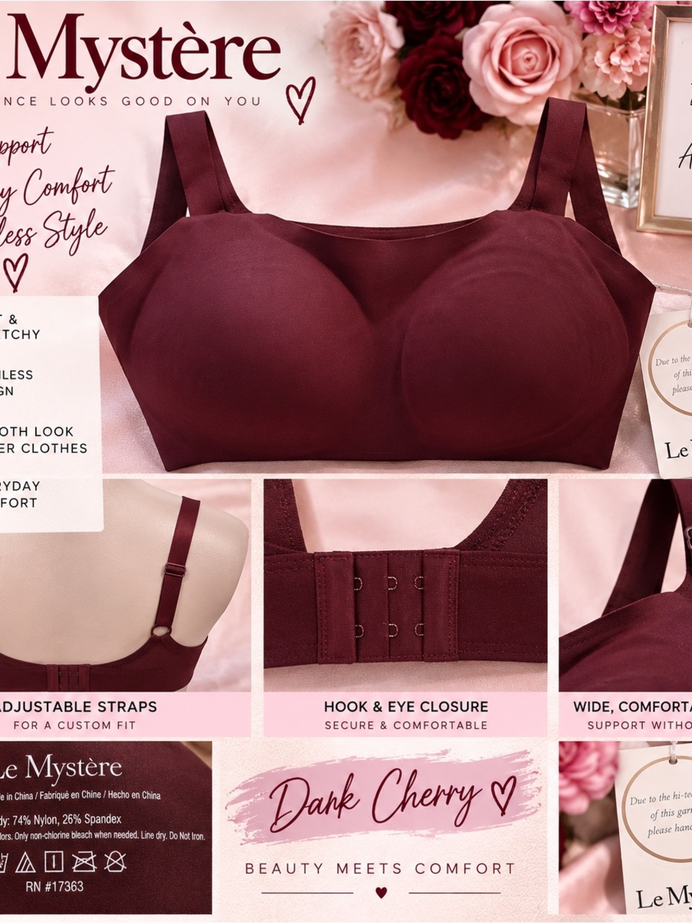 Le Mystère Dark Cherry Wireless Comfort Bra